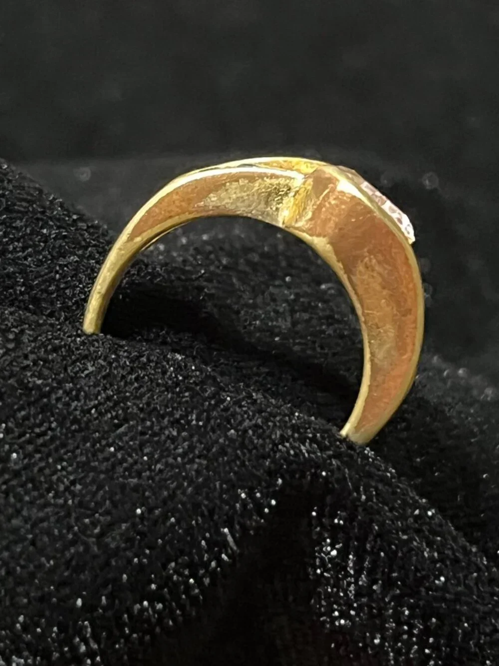 Statement Gold Tone Pale Pink Cocktail Ring, Fair Vintage Condition, Sz 6.5